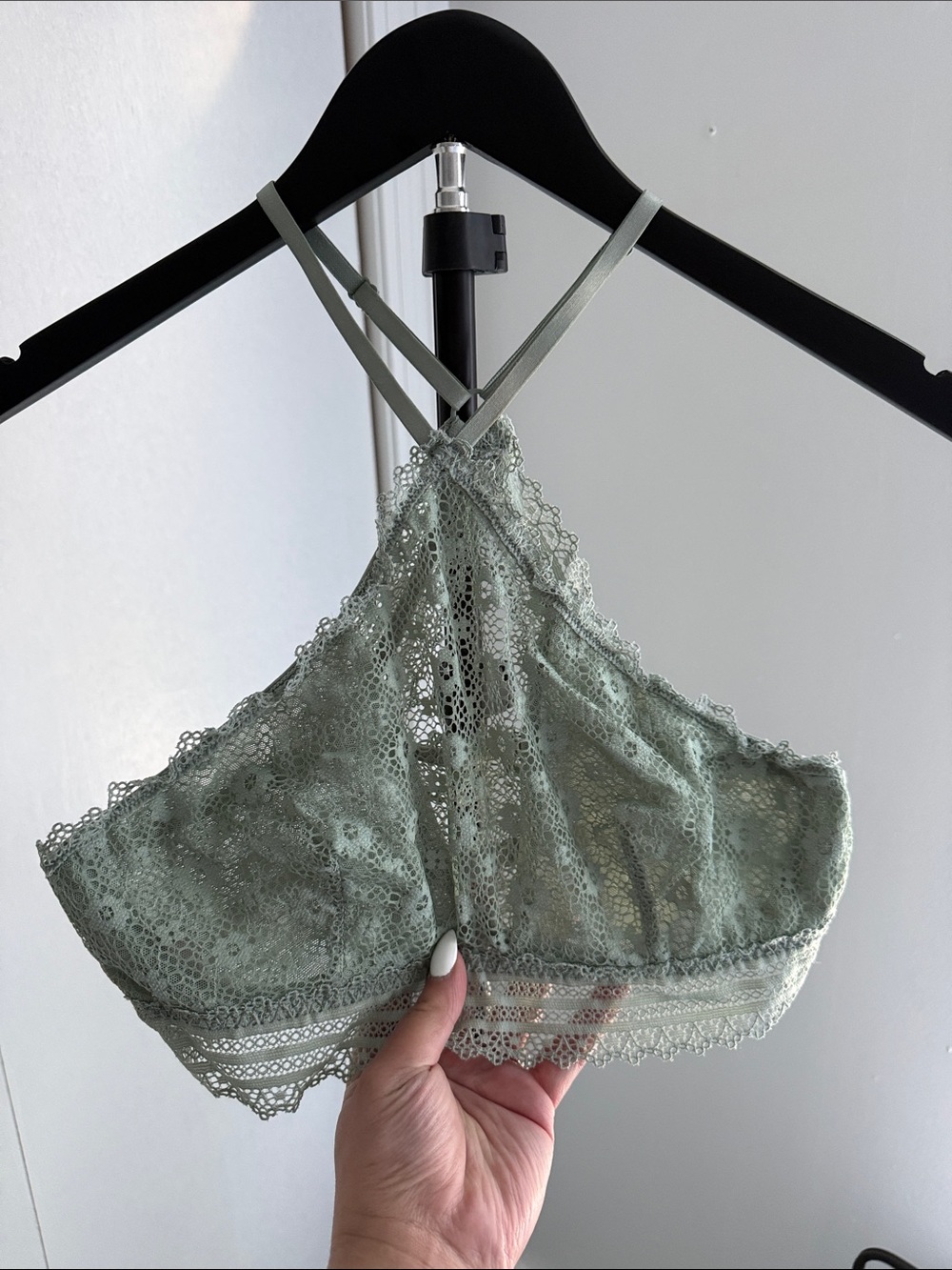 Victoria's Secret Sage Green Lace High-Neck Bralette